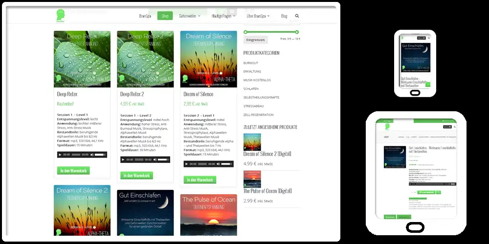 Onlineshop-Referenz Brainspa