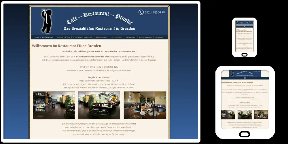 Webdesign-Referenz Restaurant Pfunds